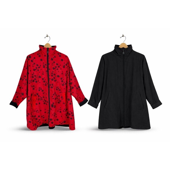Mycra PAC Now Reversible Jacket Coat Red Spot Black Pockets Roomy 2X